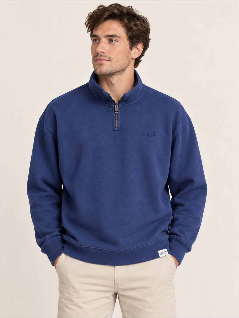 R.M. Williams Made in Australia Navy Quarter Zip Sweatshirt Cotton XL